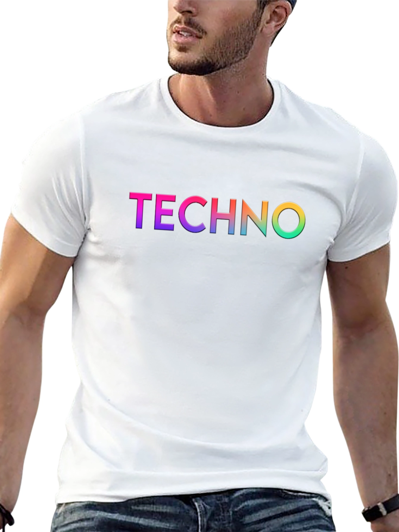 Rainbow Techno Graphic Black T-Shirt