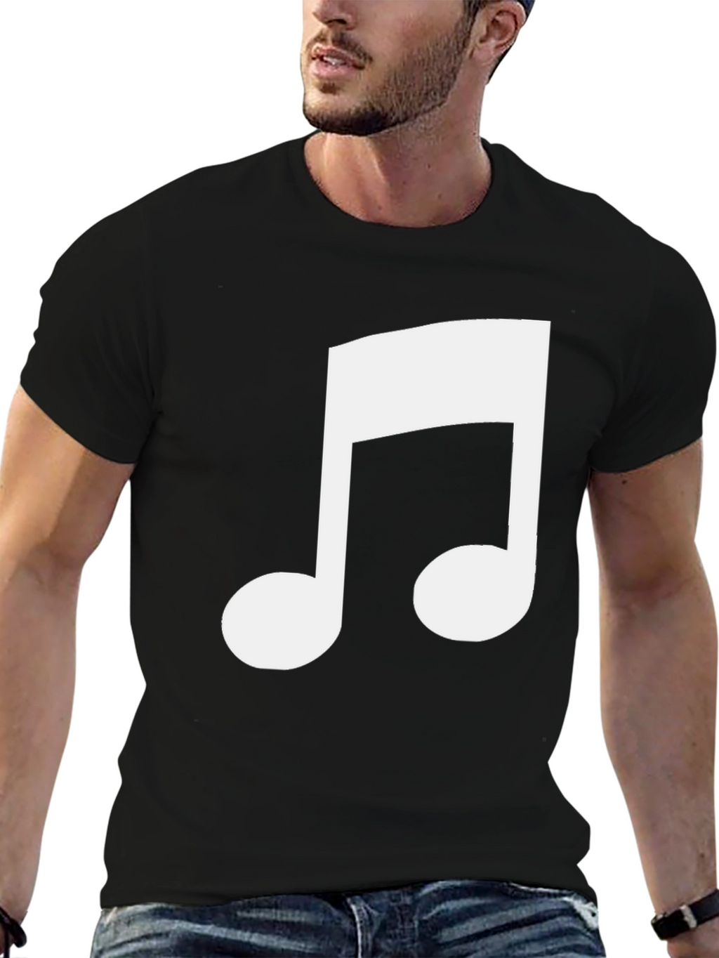 Musical Note Graphic Tee - Black Cotton T-Shirt