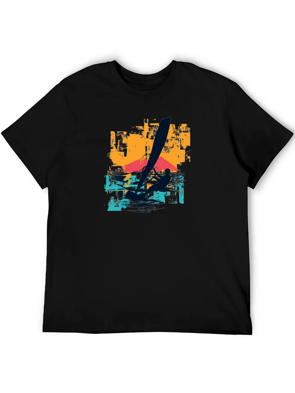 Windsurfing Graphic T-Shirt - Black Cotton Tee