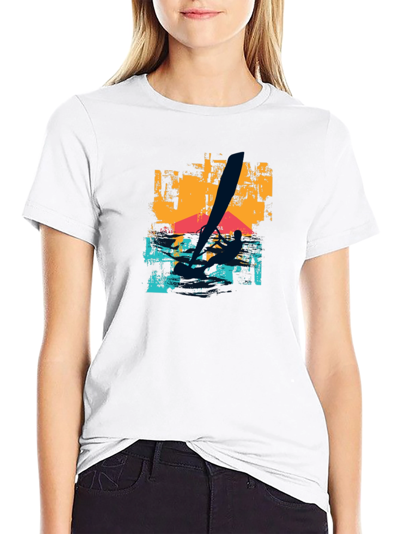 Windsurfing Graphic T-Shirt - Black Cotton Tee