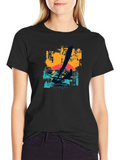 Windsurfing Graphic T-Shirt - Black Cotton Tee