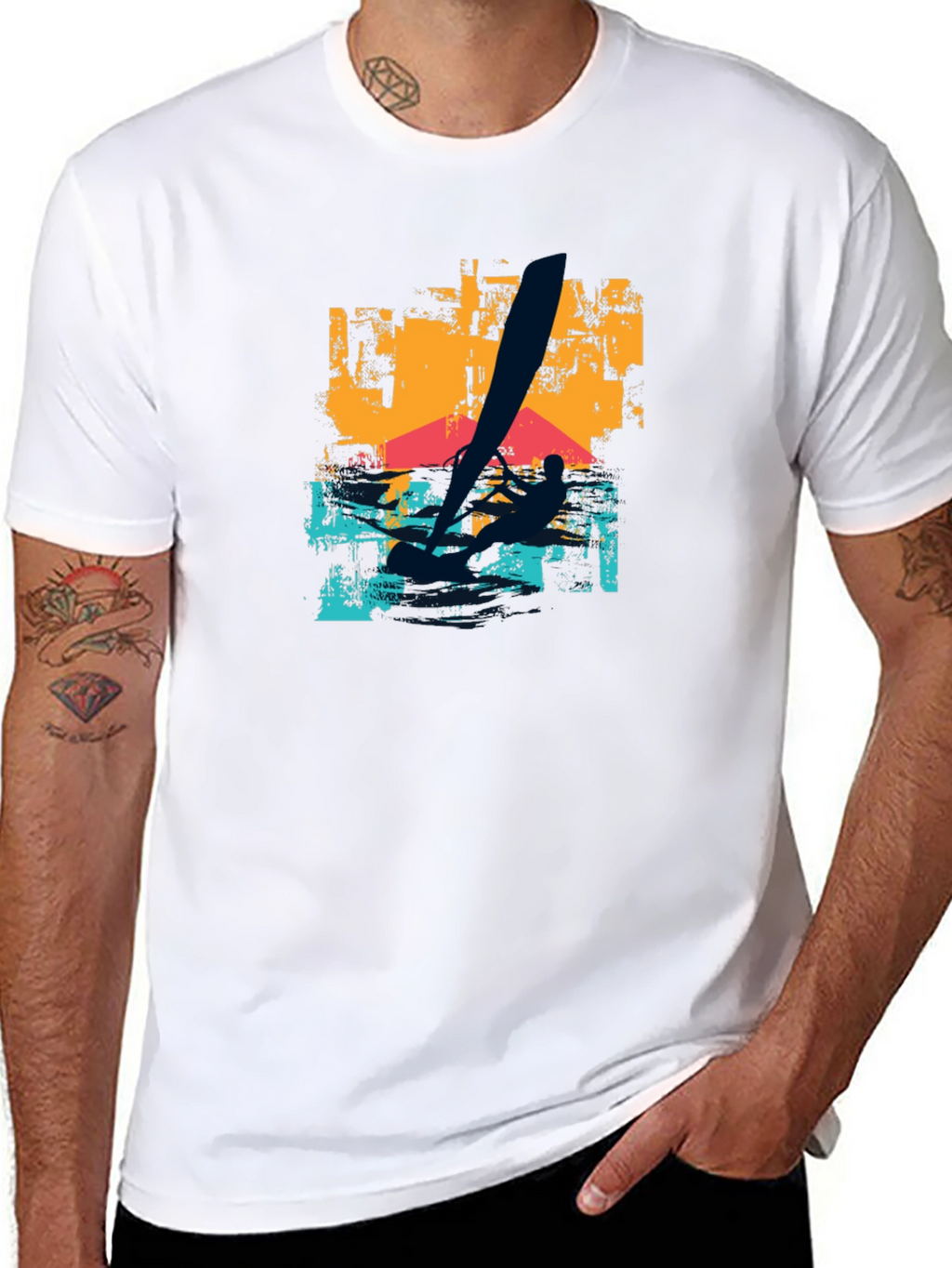 Windsurfing Graphic T-Shirt - Black Cotton Tee