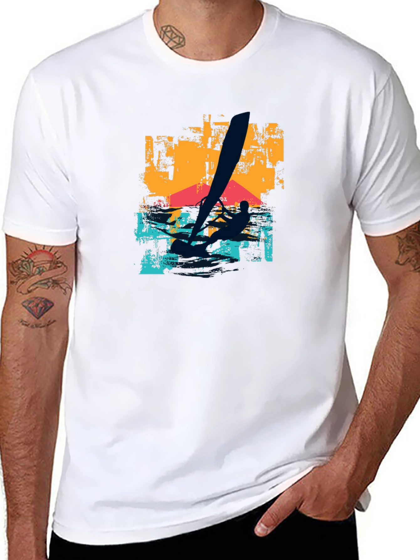 Windsurfing Graphic T-Shirt - Black Cotton Tee