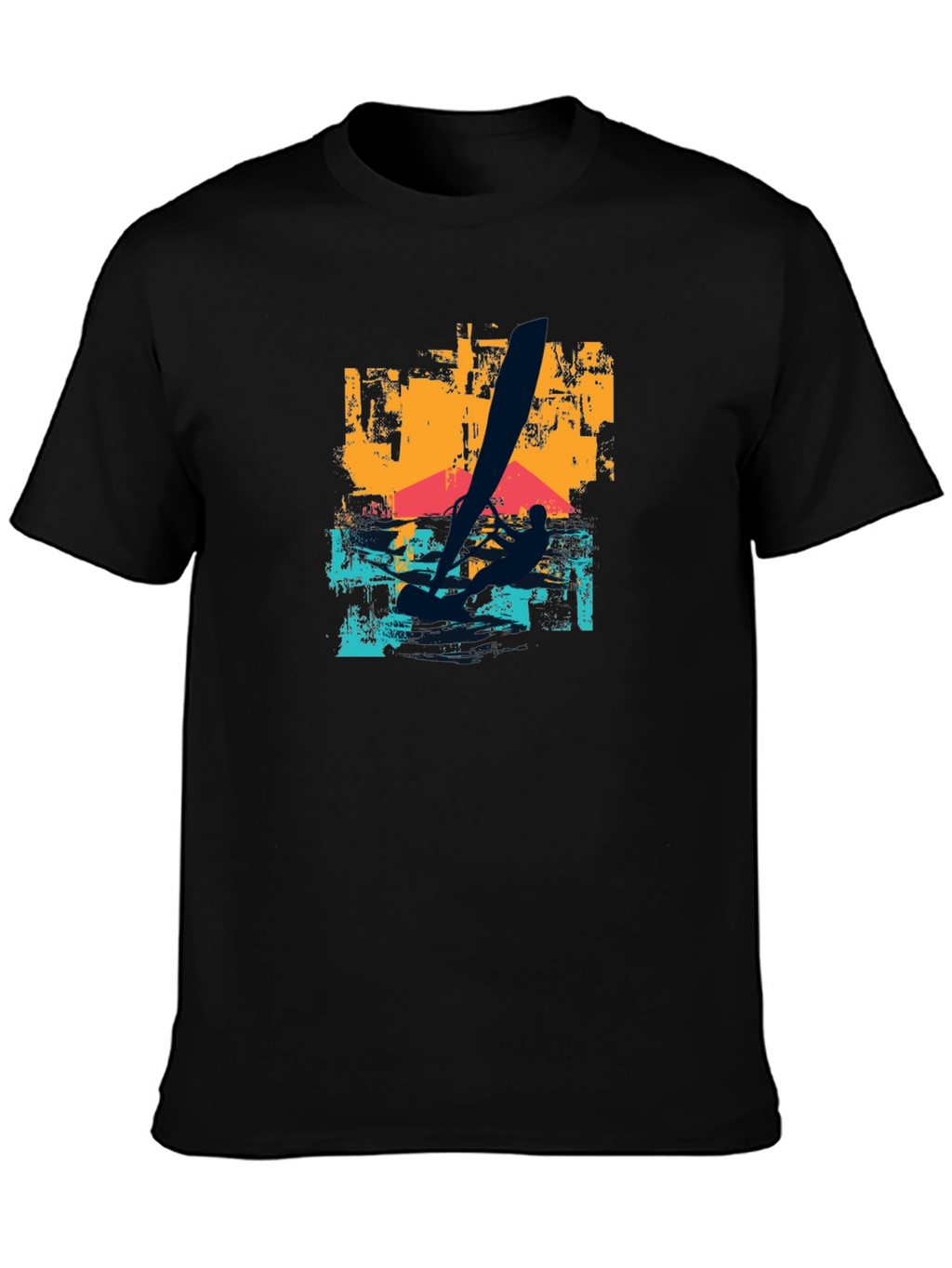 Windsurfing Graphic T-Shirt - Black Cotton Tee