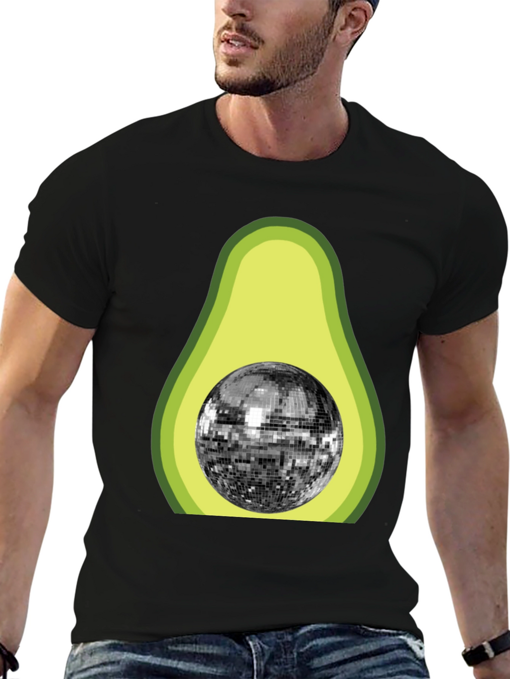 Avocado Disco Ball Graphic T-Shirt