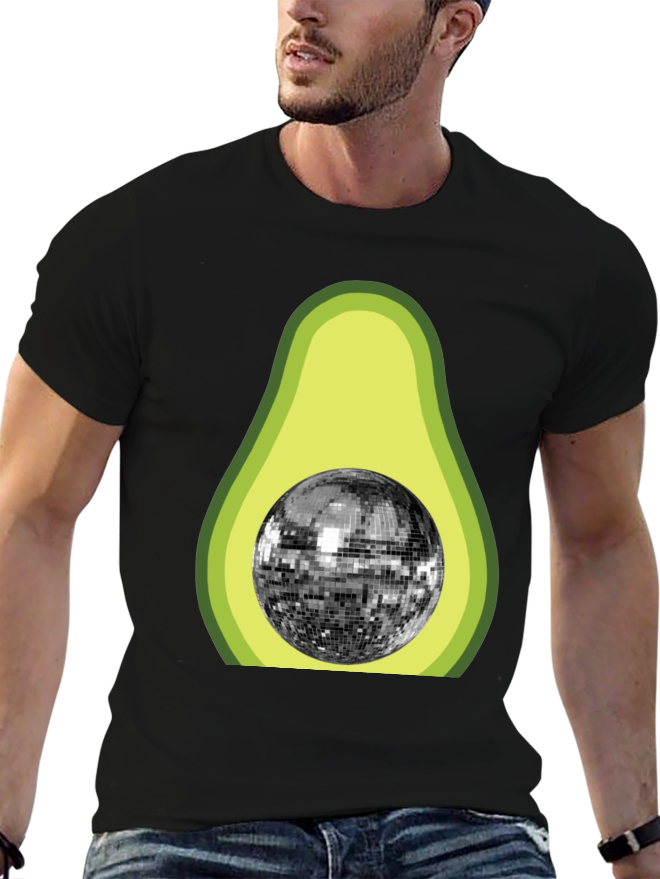 Avocado Disco Ball Graphic T-Shirt