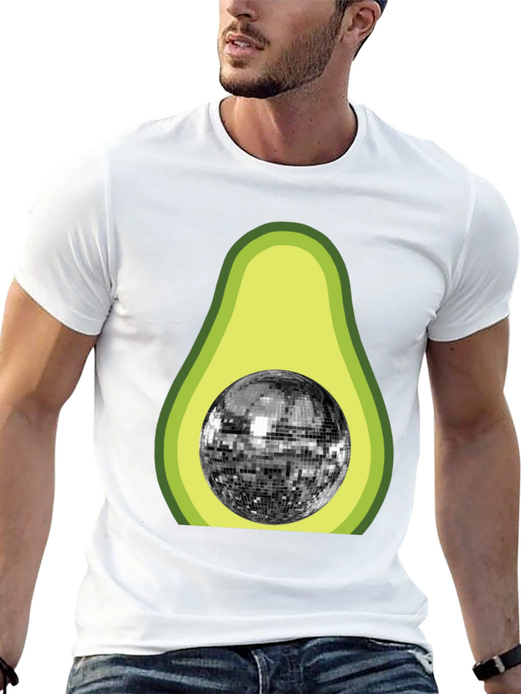 Avocado Disco Ball Graphic T-Shirt