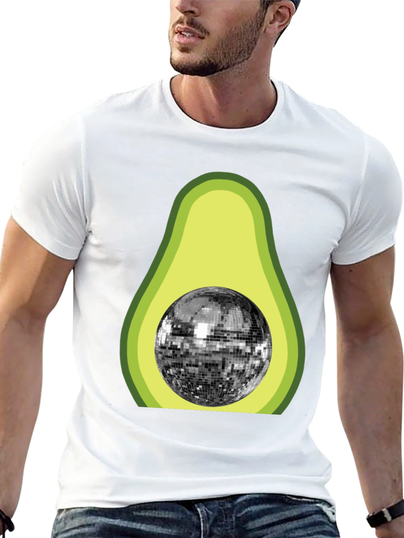 Avocado Disco Ball Graphic T-Shirt