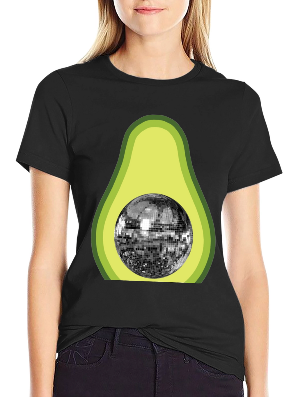 Avocado Disco Ball Graphic T-Shirt