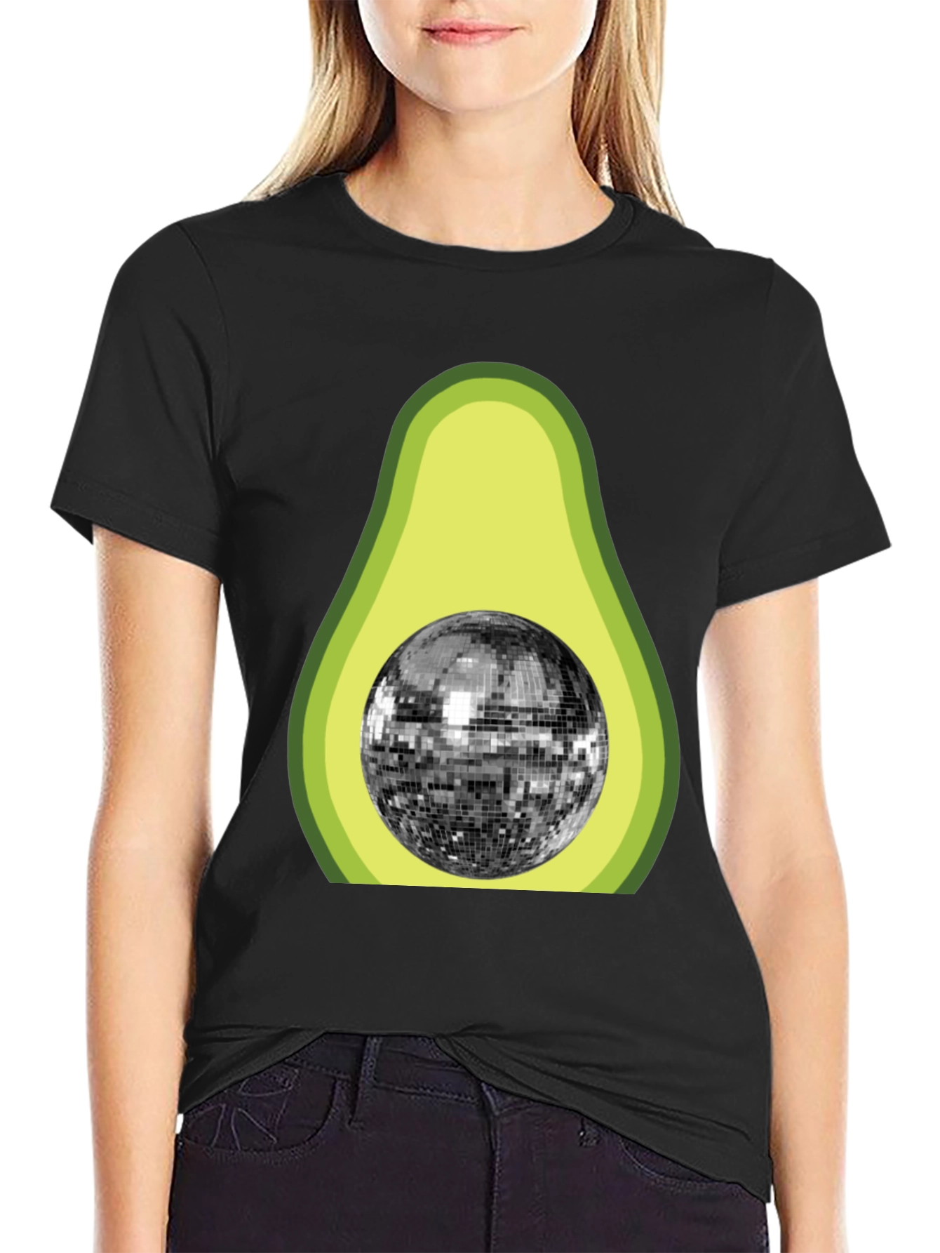 Avocado Disco Ball Graphic T-Shirt