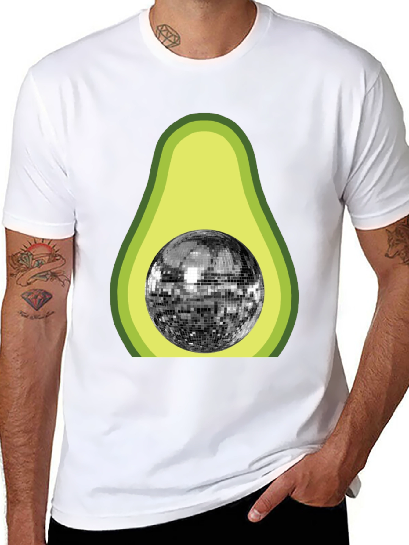 Avocado Disco Ball Graphic T-Shirt