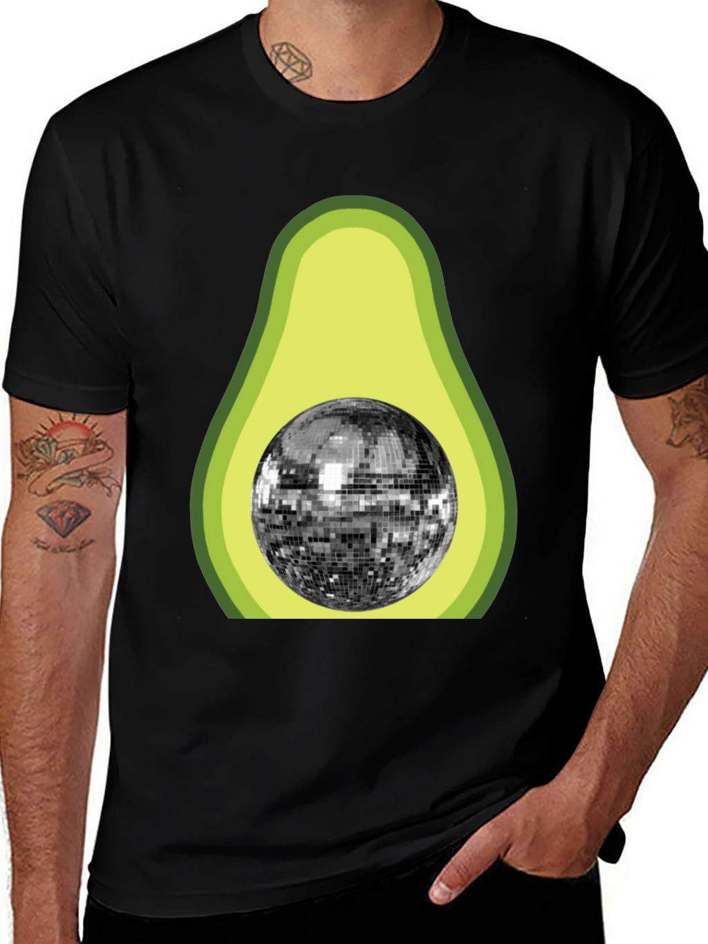 Avocado Disco Ball Graphic T-Shirt
