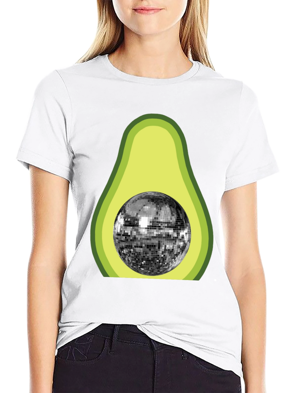 Avocado Disco Ball Graphic T-Shirt