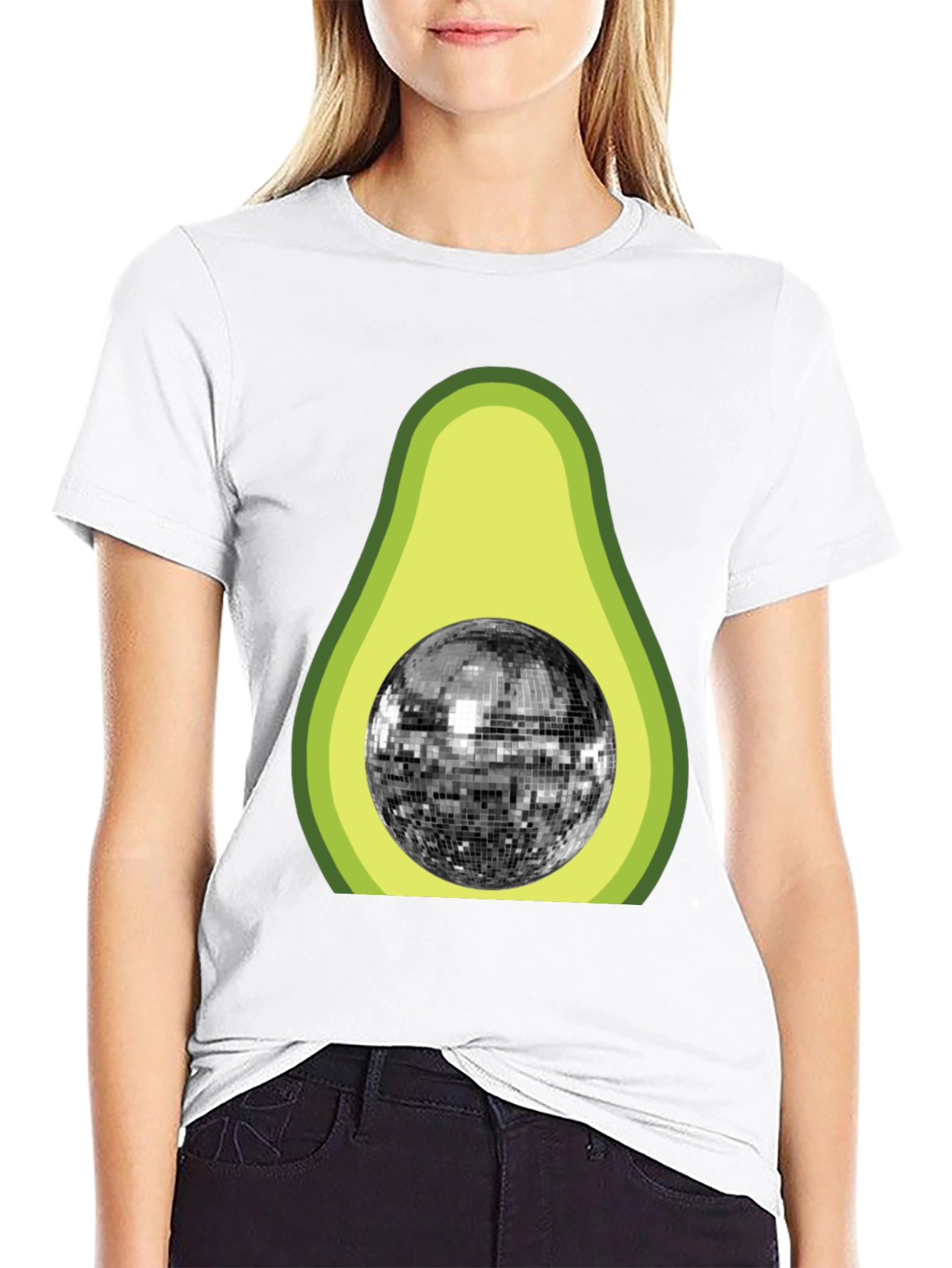 Avocado Disco Ball Graphic T-Shirt