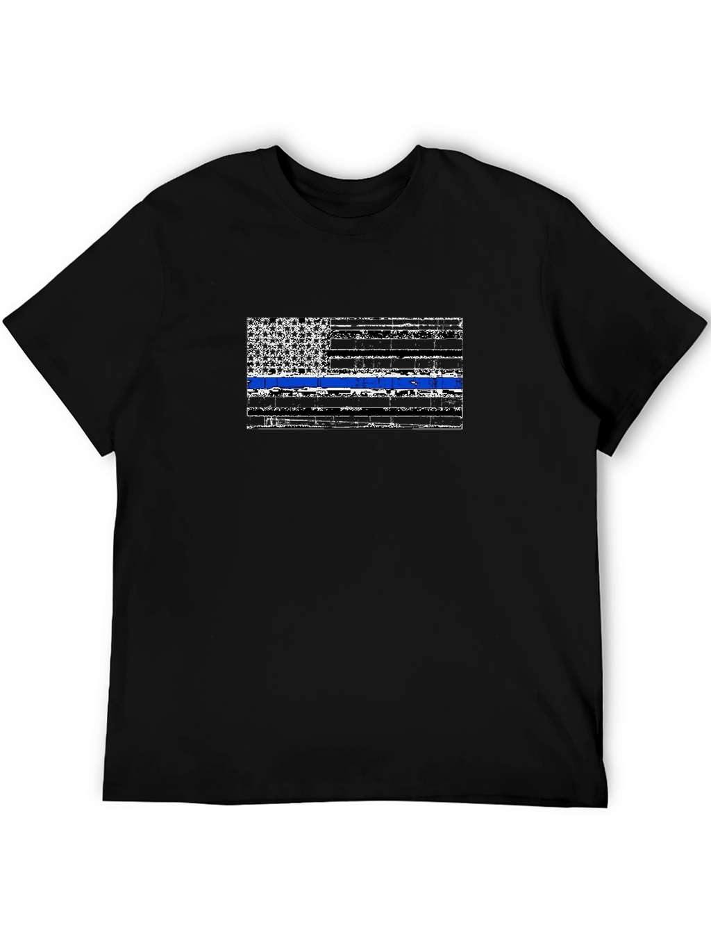 Distressed Thin Blue Line Flag Graphic T-Shirt