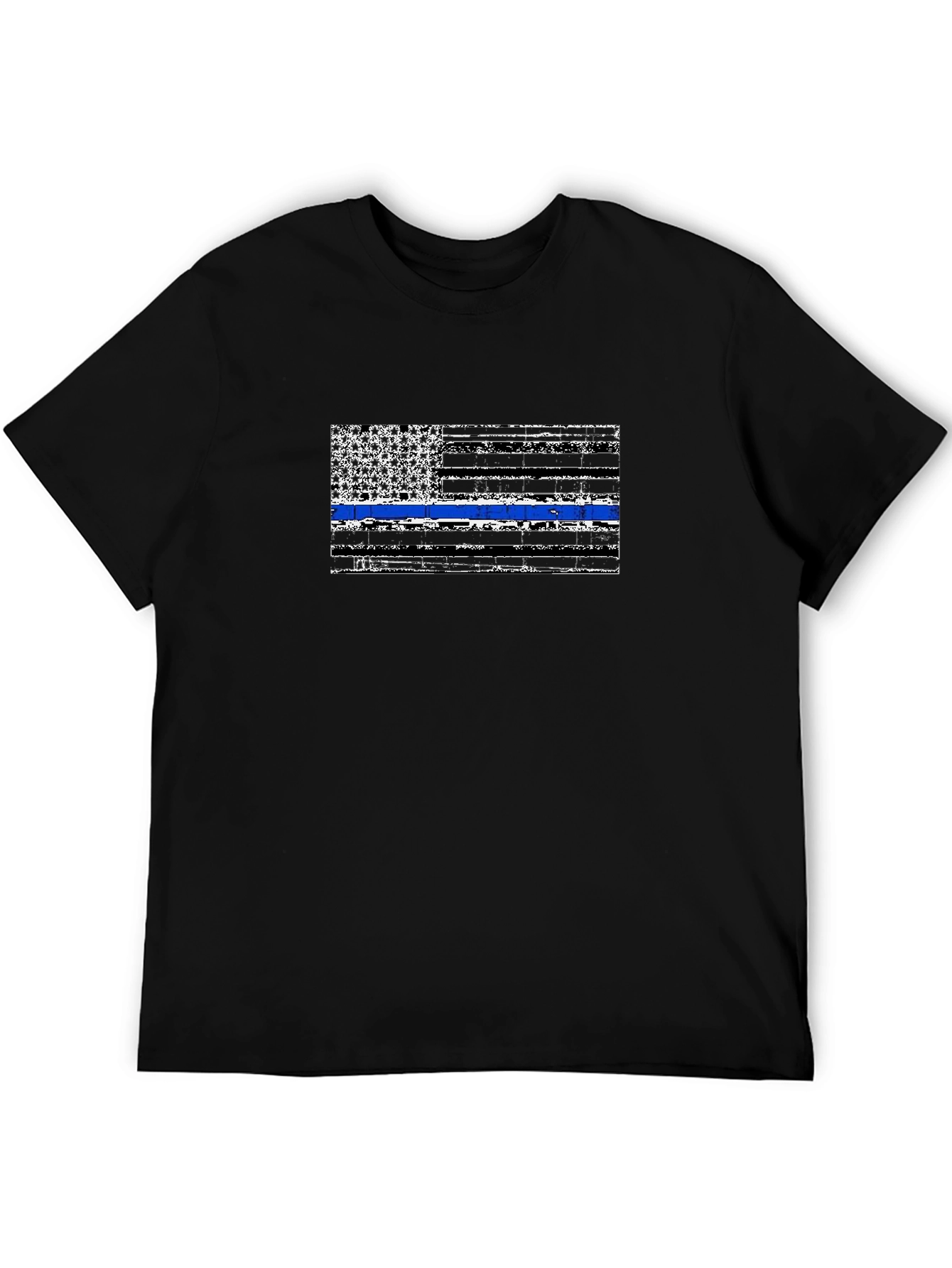 Distressed Thin Blue Line Flag Graphic T-Shirt