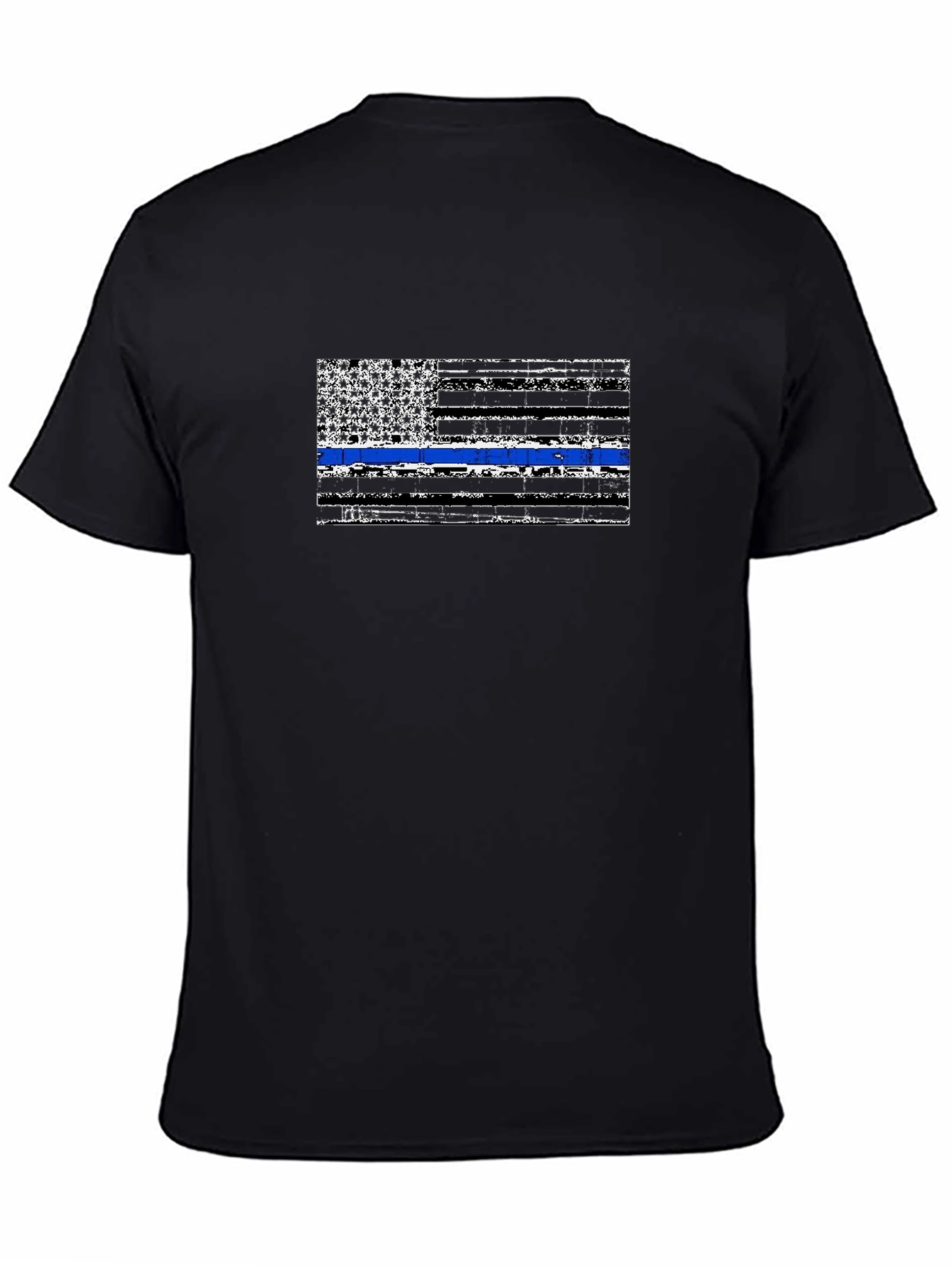 Distressed Thin Blue Line Flag Graphic T-Shirt