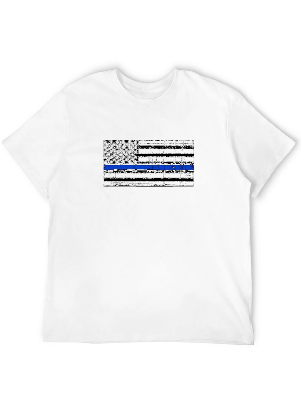 Distressed Thin Blue Line Flag Graphic T-Shirt