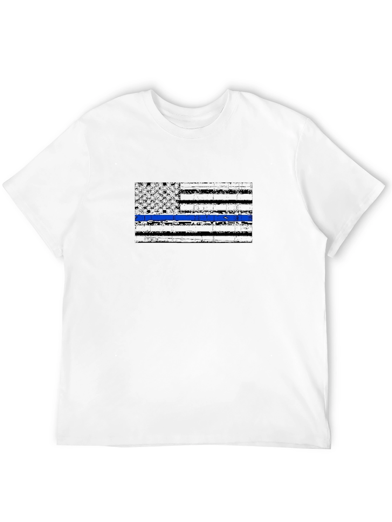 Distressed Thin Blue Line Flag Graphic T-Shirt