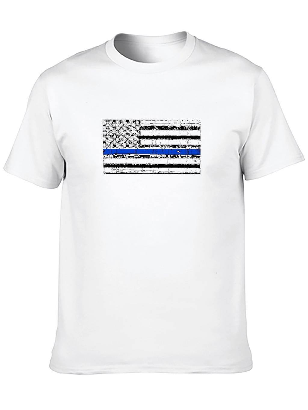 Distressed Thin Blue Line Flag Graphic T-Shirt