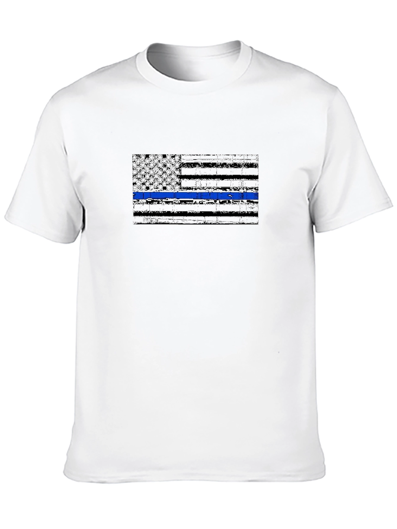 Distressed Thin Blue Line Flag Graphic T-Shirt