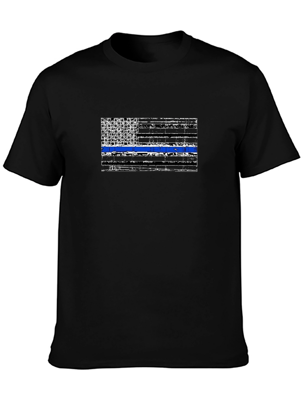 Distressed Thin Blue Line Flag Graphic T-Shirt