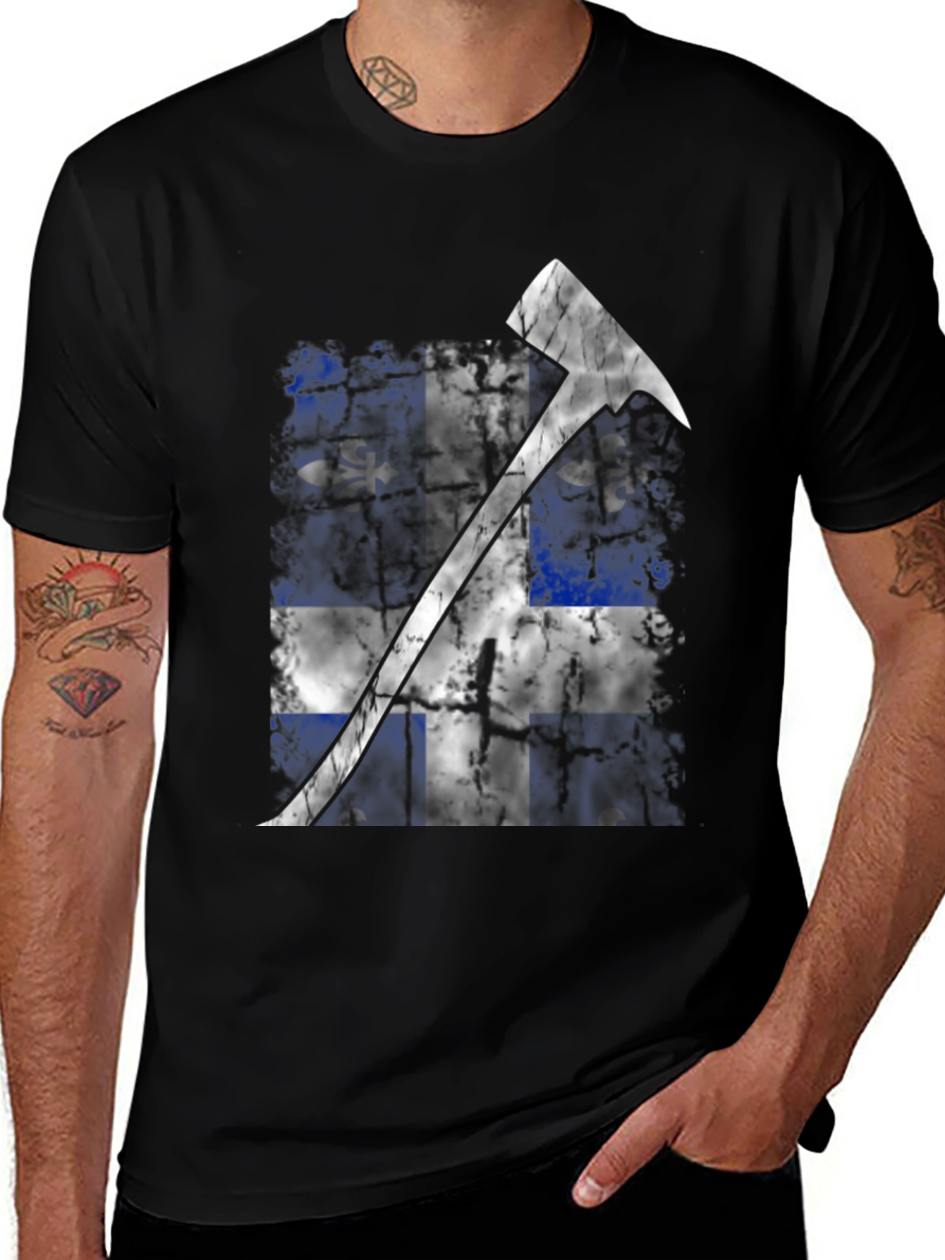 Quebec Flag Fire Axe T-Shirt