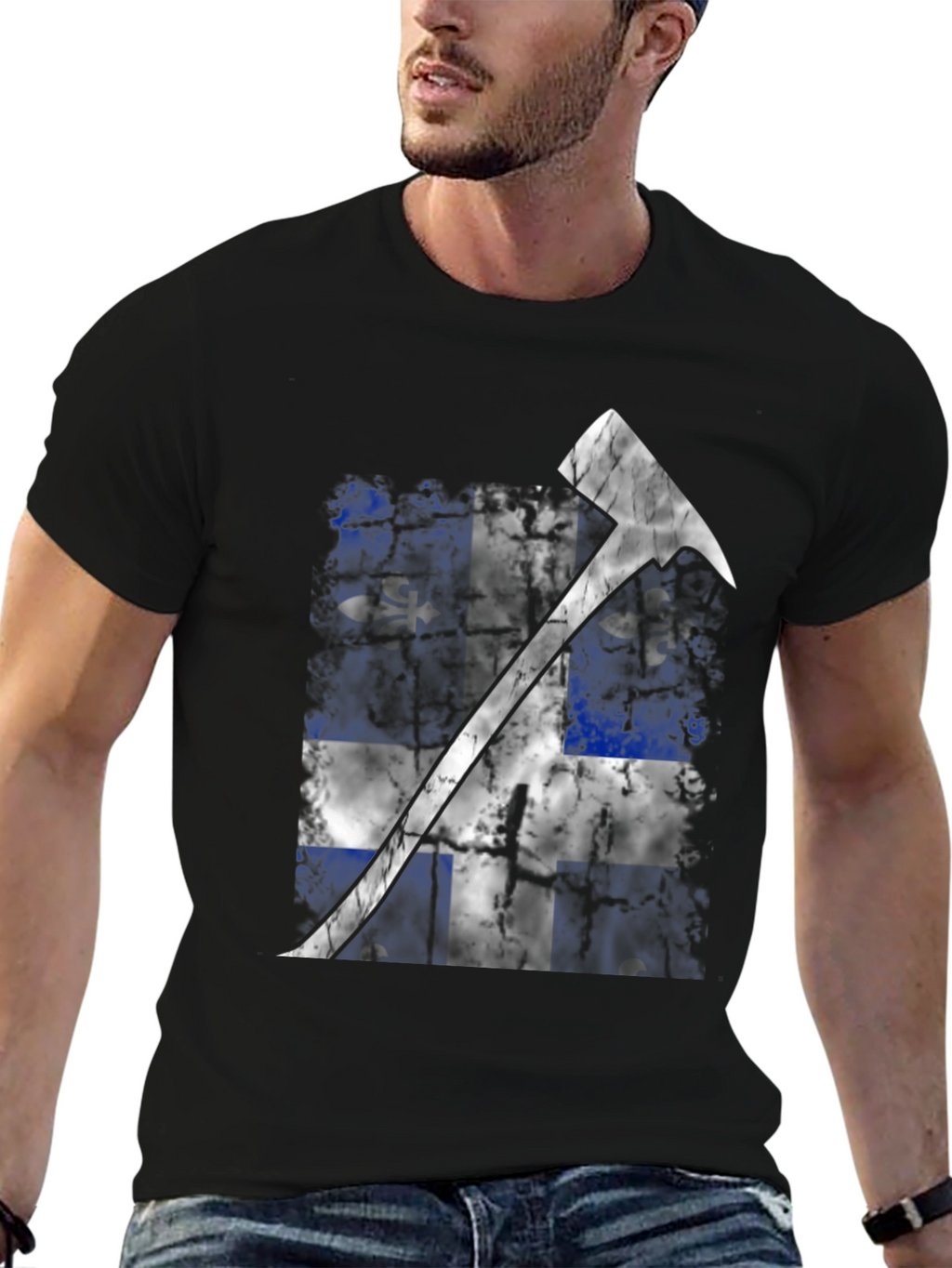 Quebec Flag Fire Axe T-Shirt