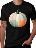 Abstract Pumpkin Graphic T-Shirt - Modern Fall Apparel