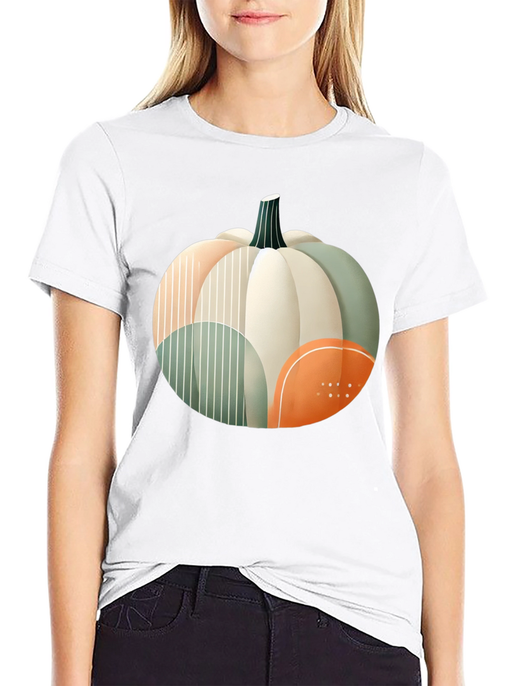 Abstract Pumpkin Graphic T-Shirt - Modern Fall Apparel