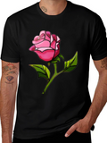 Rose Graphic Tee - Black Casual T-Shirt