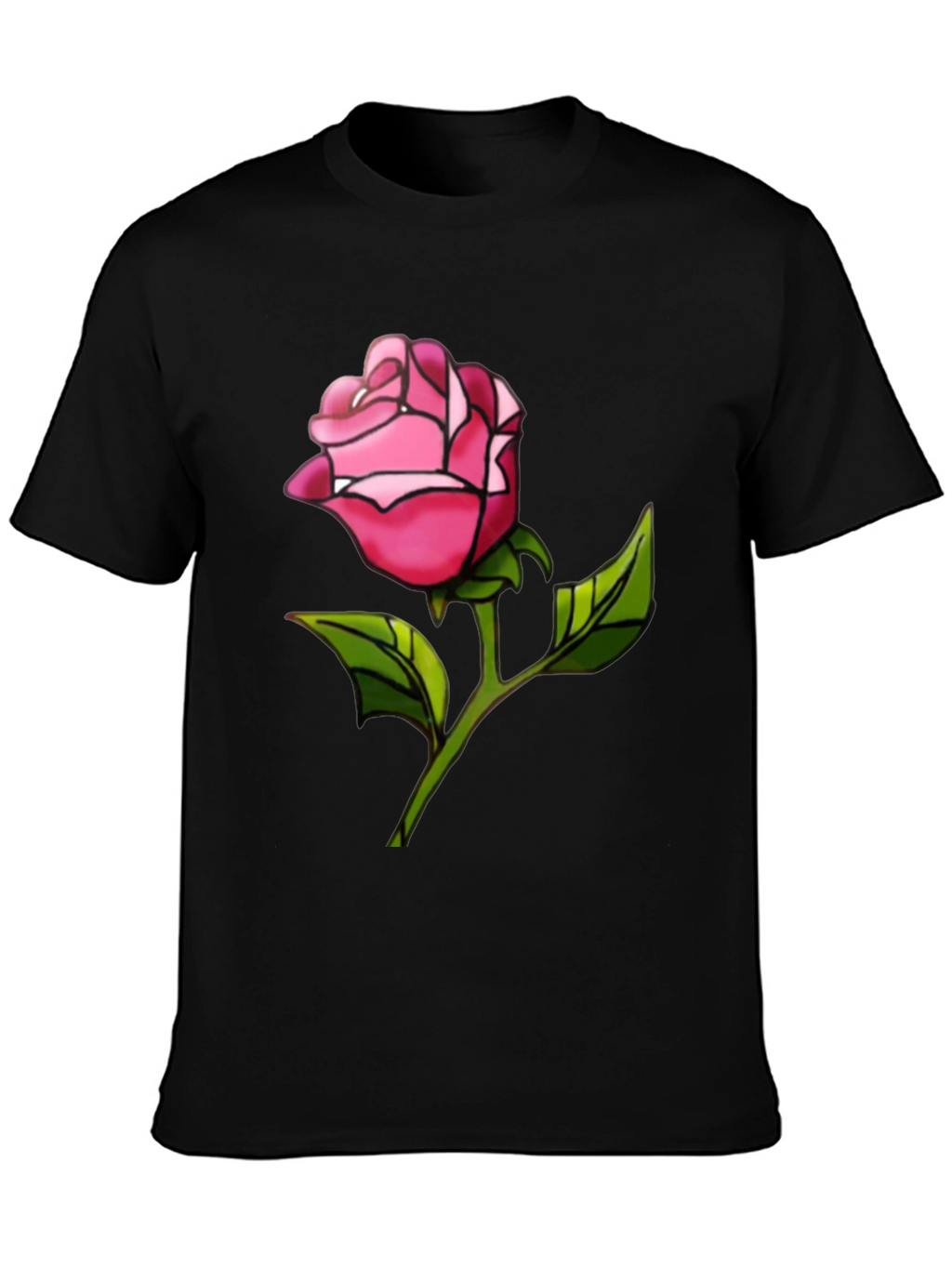 Rose Graphic Tee - Black Casual T-Shirt