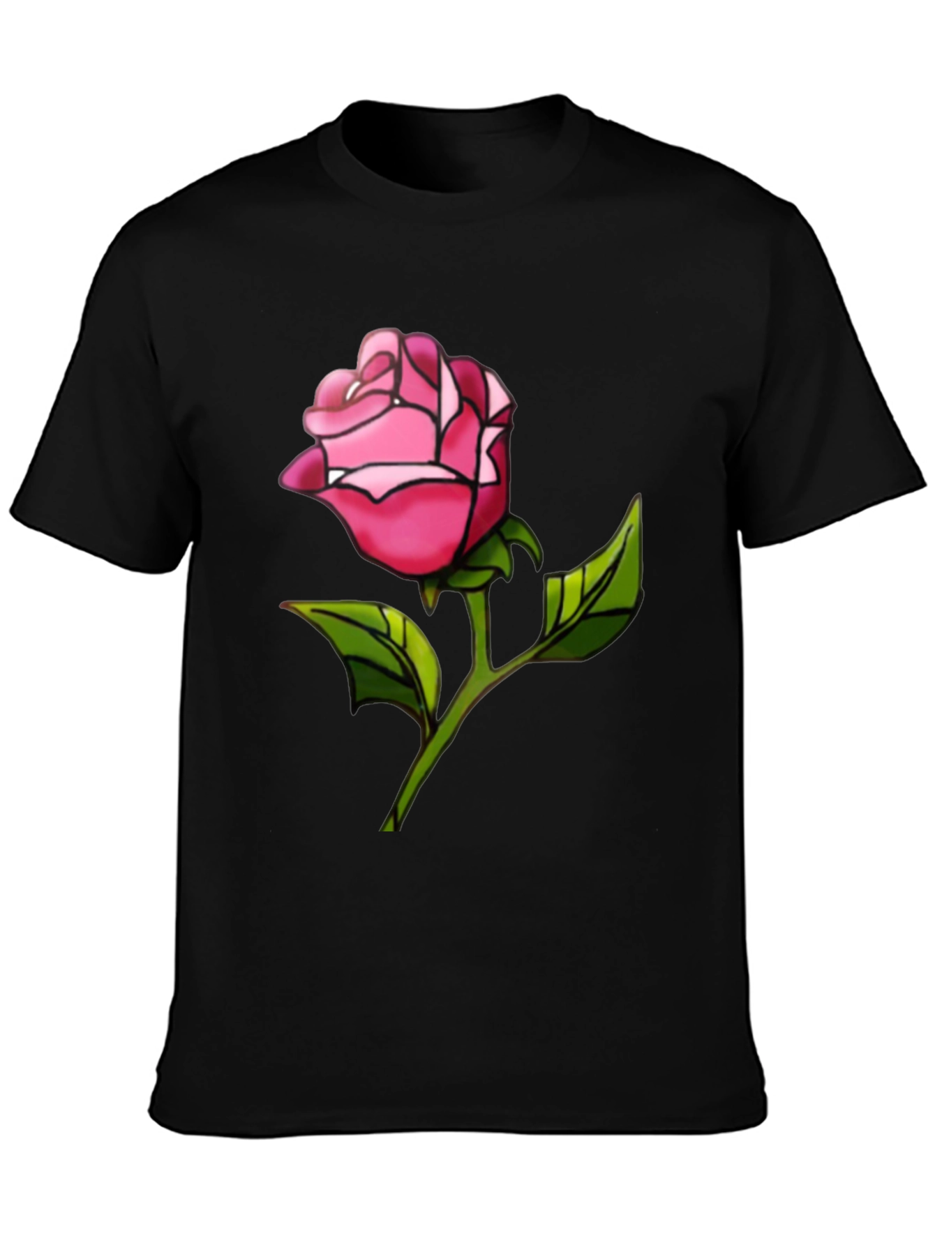Rose Graphic Tee - Black Casual T-Shirt