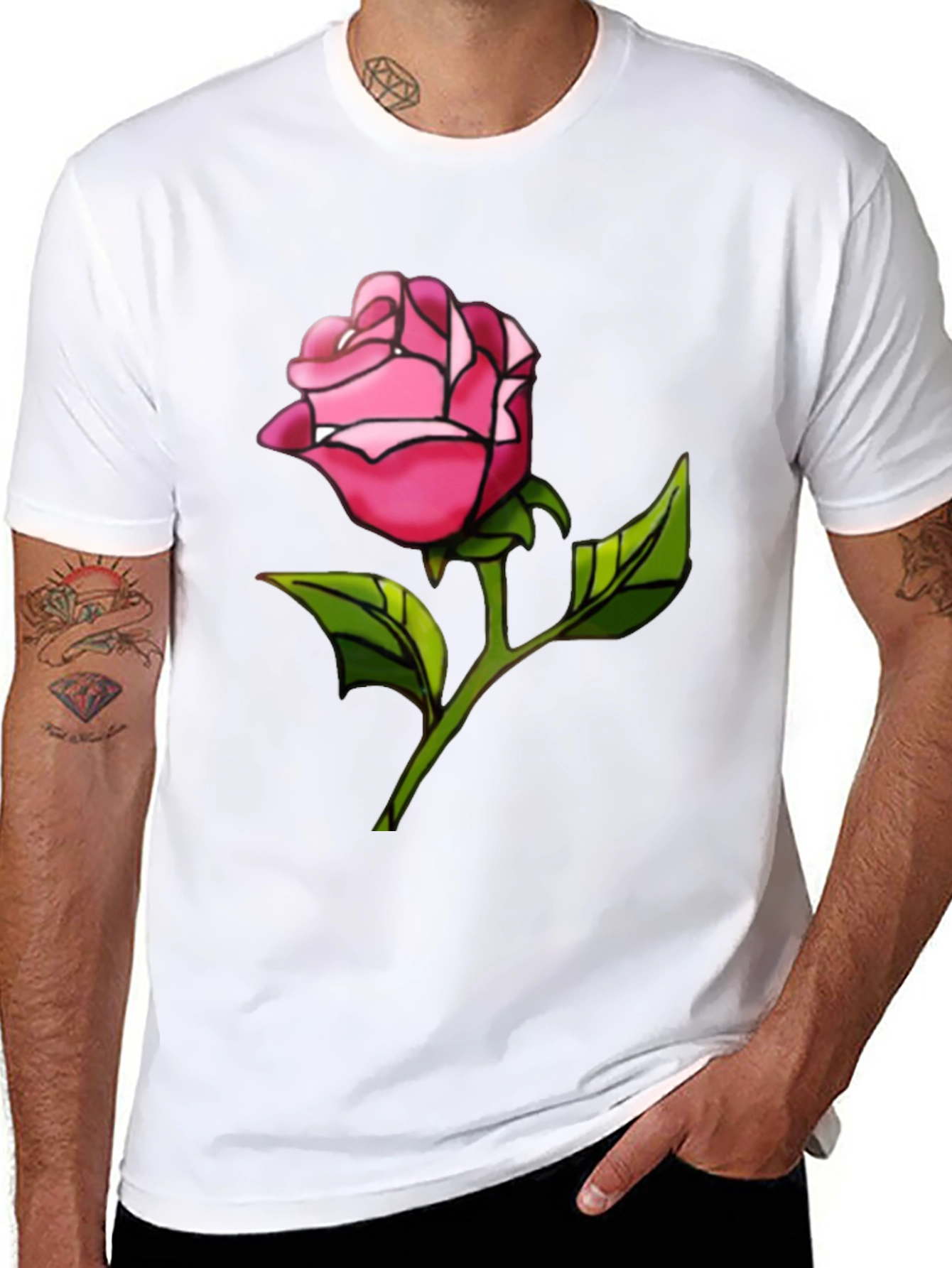 Rose Graphic Tee - Black Casual T-Shirt