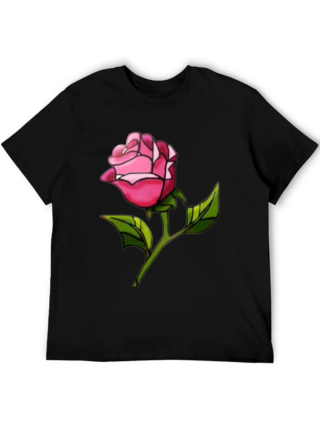 Rose Graphic Tee - Black Casual T-Shirt