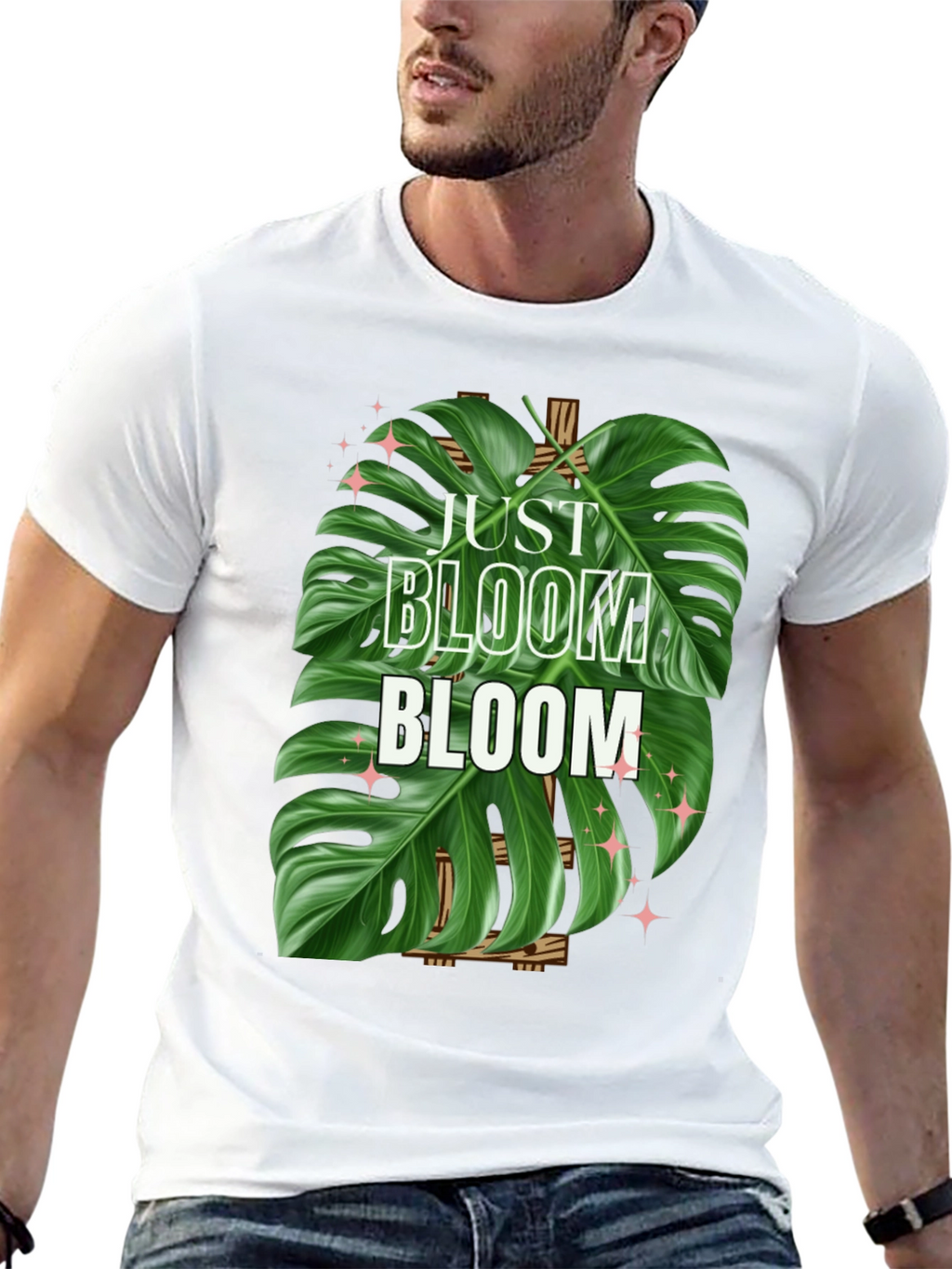 Just Bloom T-Shirt - Tropical Monstera Leaf Design