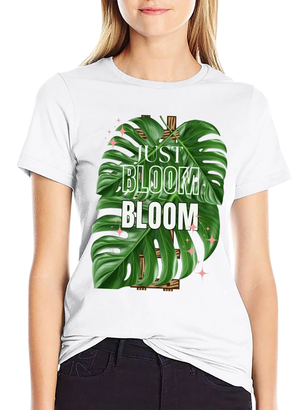 Just Bloom T-Shirt - Tropical Monstera Leaf Design