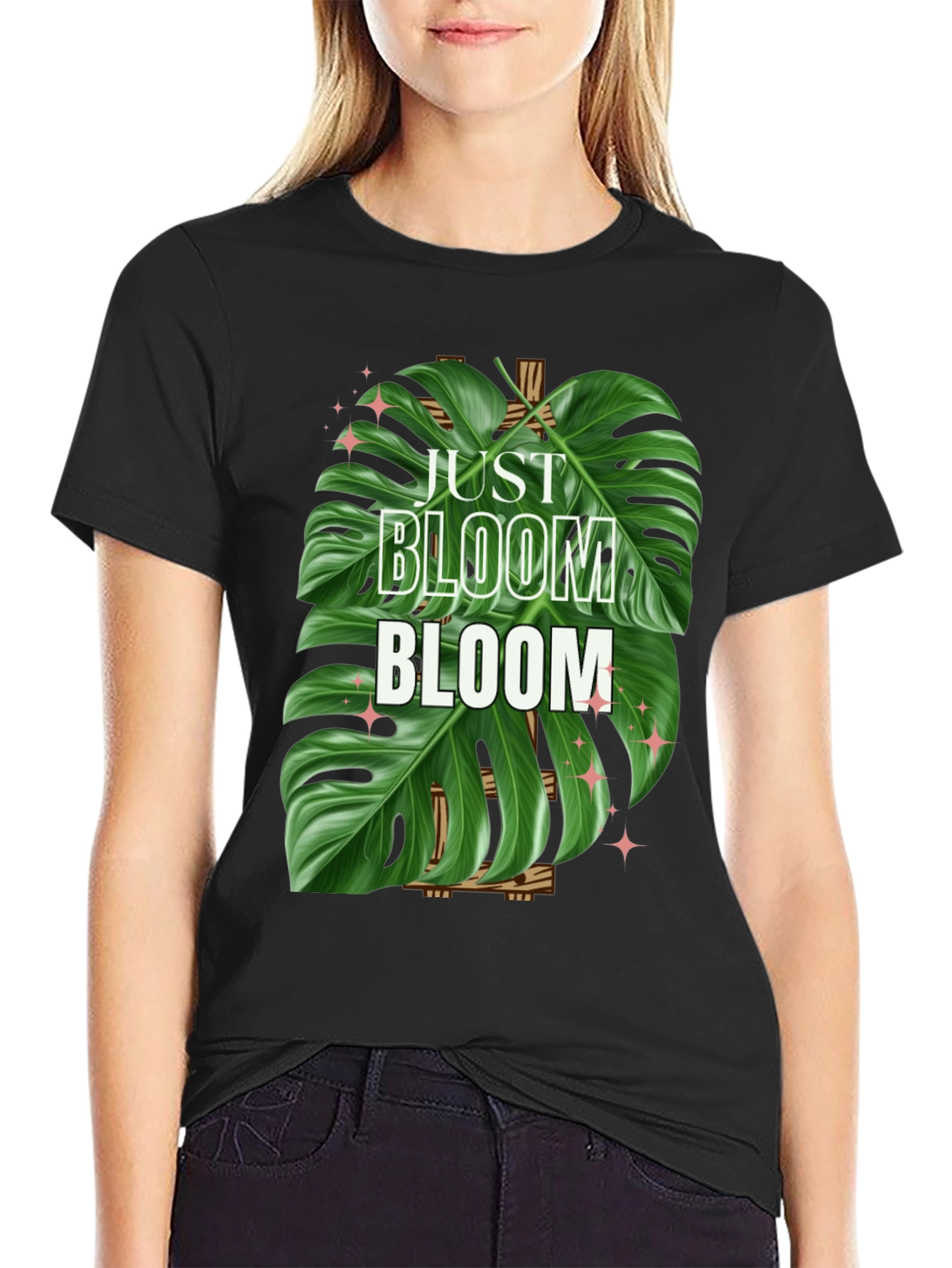 Just Bloom T-Shirt - Tropical Monstera Leaf Design
