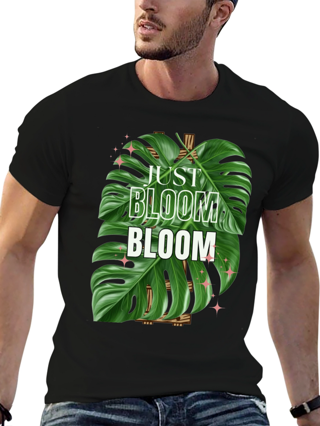 Just Bloom T-Shirt - Tropical Monstera Leaf Design