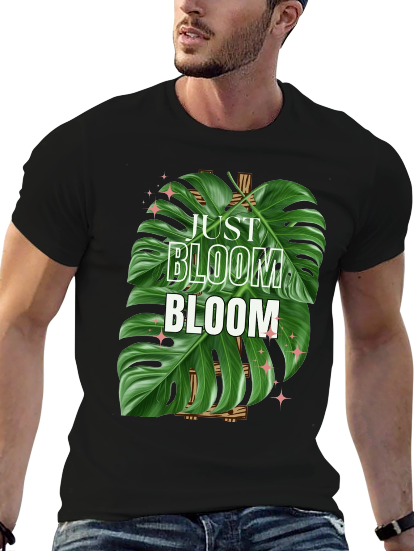 Just Bloom T-Shirt - Tropical Monstera Leaf Design