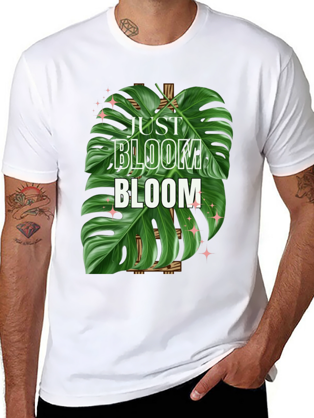 Just Bloom T-Shirt - Tropical Monstera Leaf Design