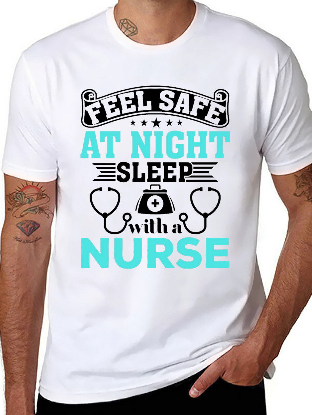Feel Safe At Night Nurse Graphic Tee