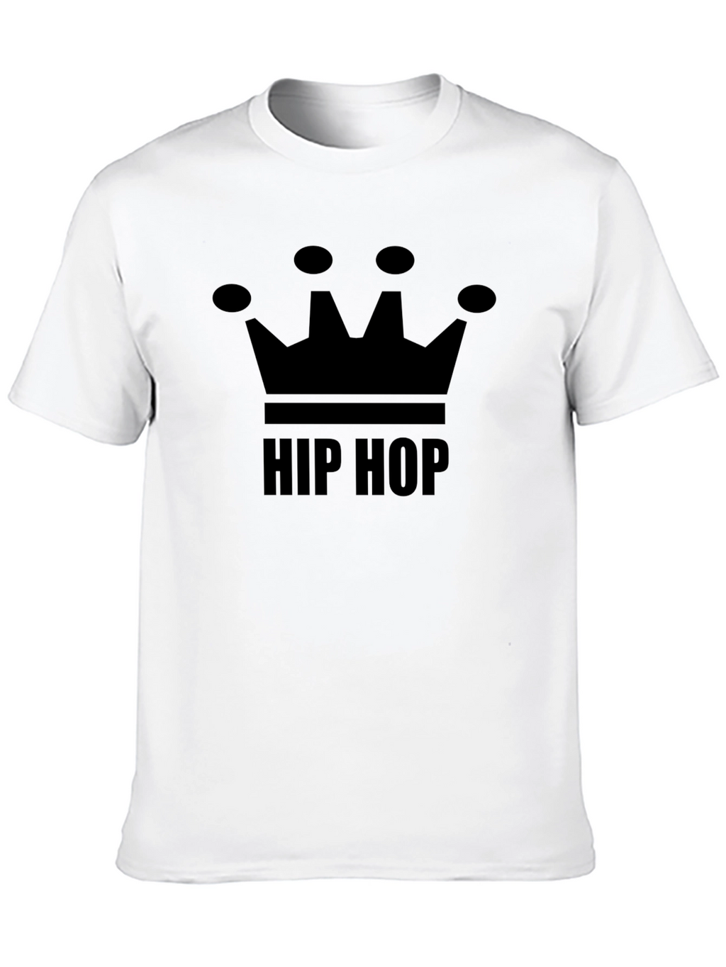 Hip Hop Crown Graphic Tee - Black Cotton Blend