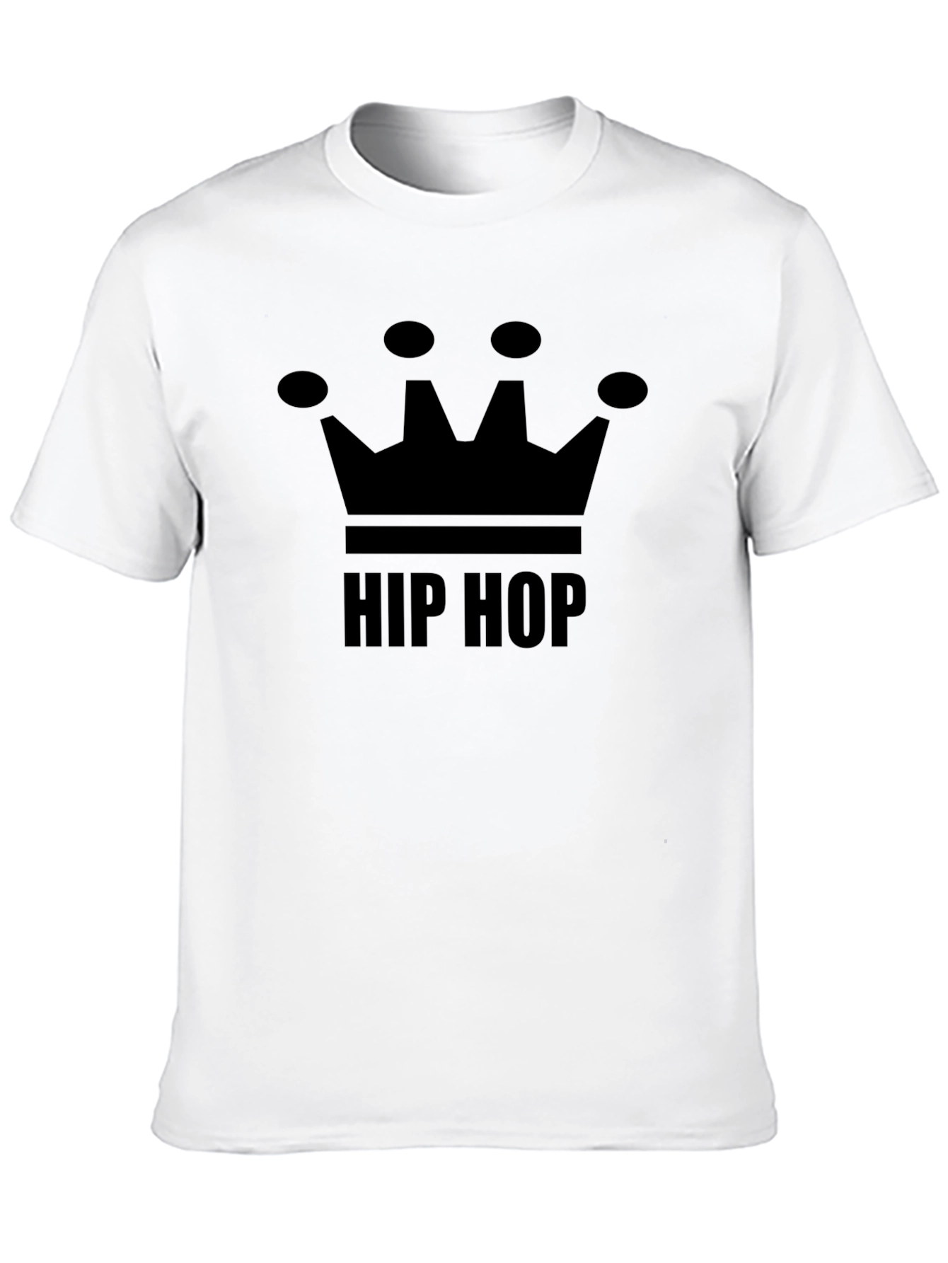Hip Hop Crown Graphic Tee - Black Cotton Blend
