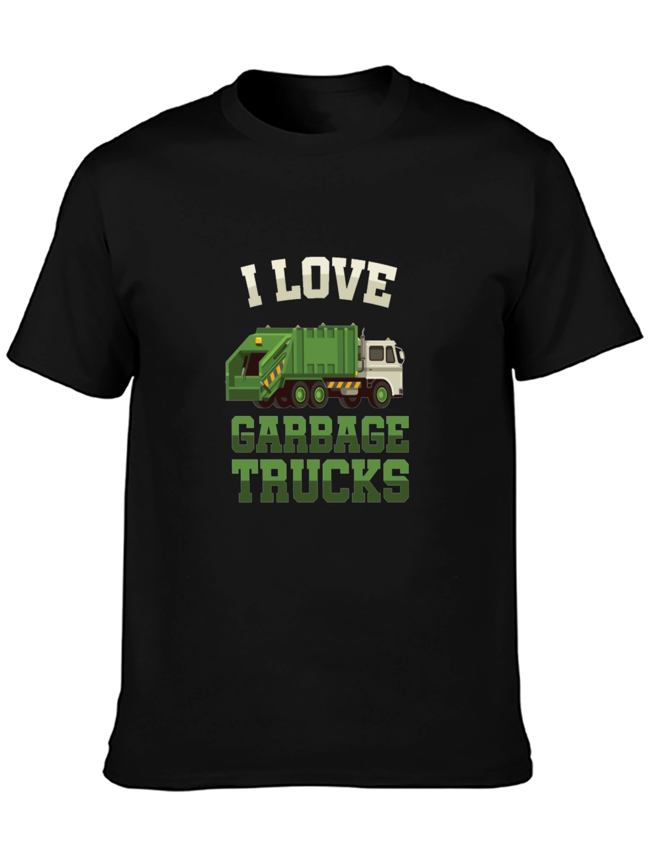 I Love Garbage Trucks Graphic Tee - Black