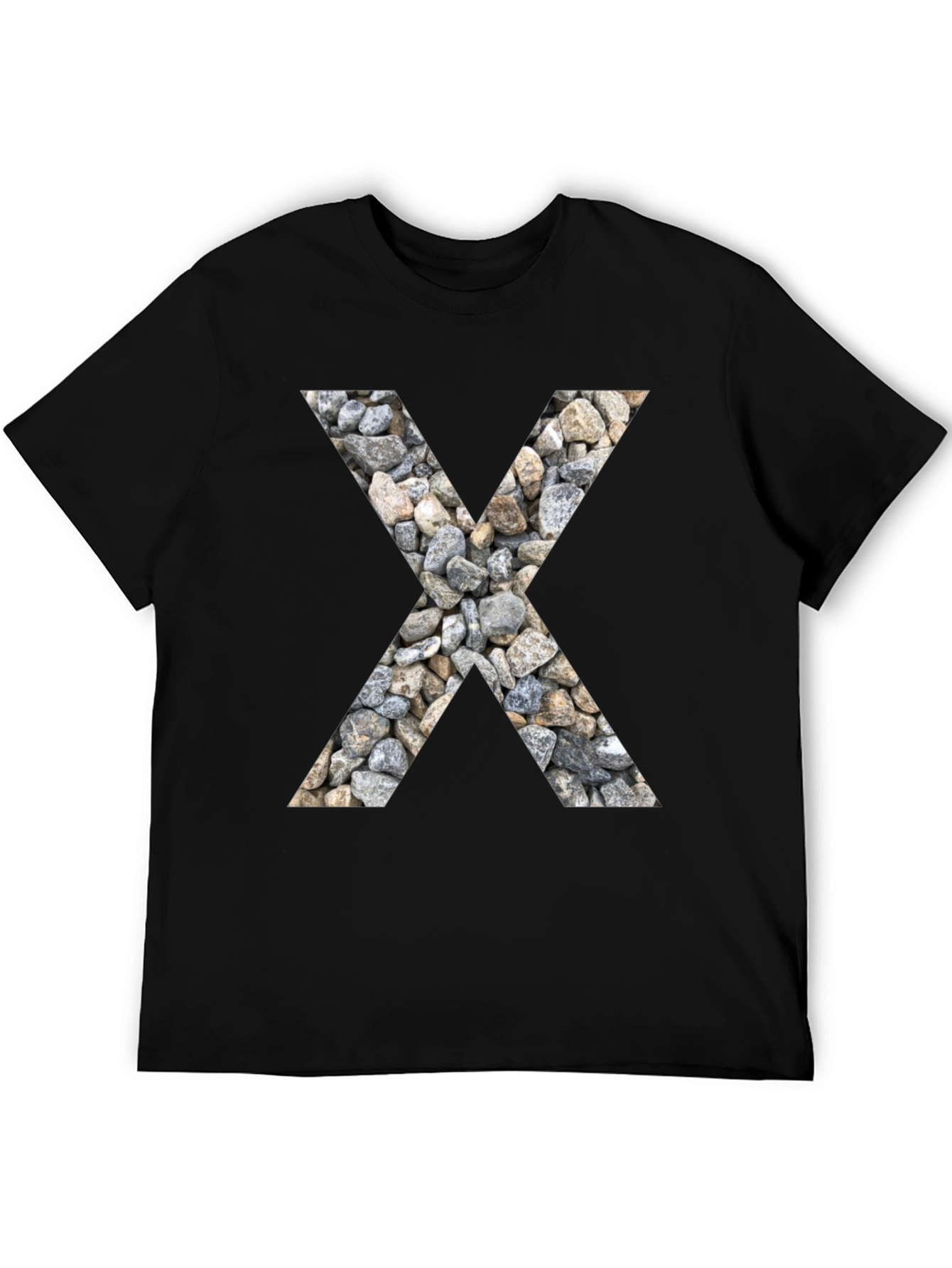 Stone Letter X Graphic Tee - Modern Casual Style