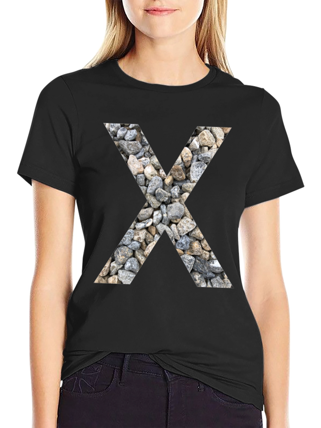 Stone Letter X Graphic Tee - Modern Casual Style