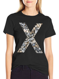 Stone Letter X Graphic Tee - Modern Casual Style