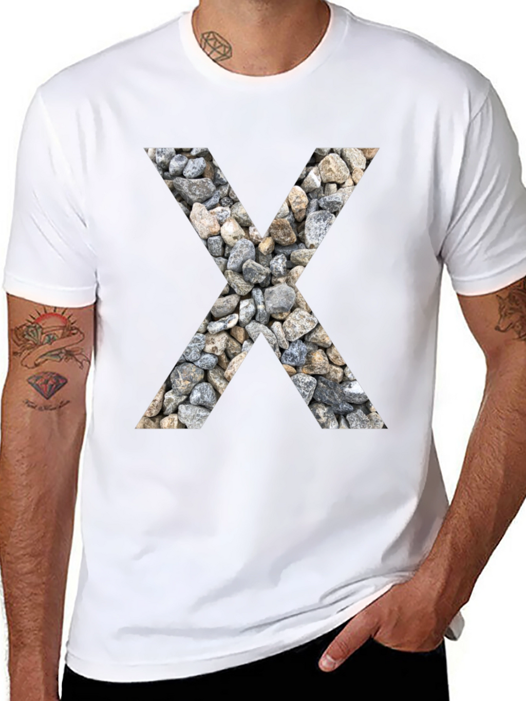 Stone Letter X Graphic Tee - Modern Casual Style