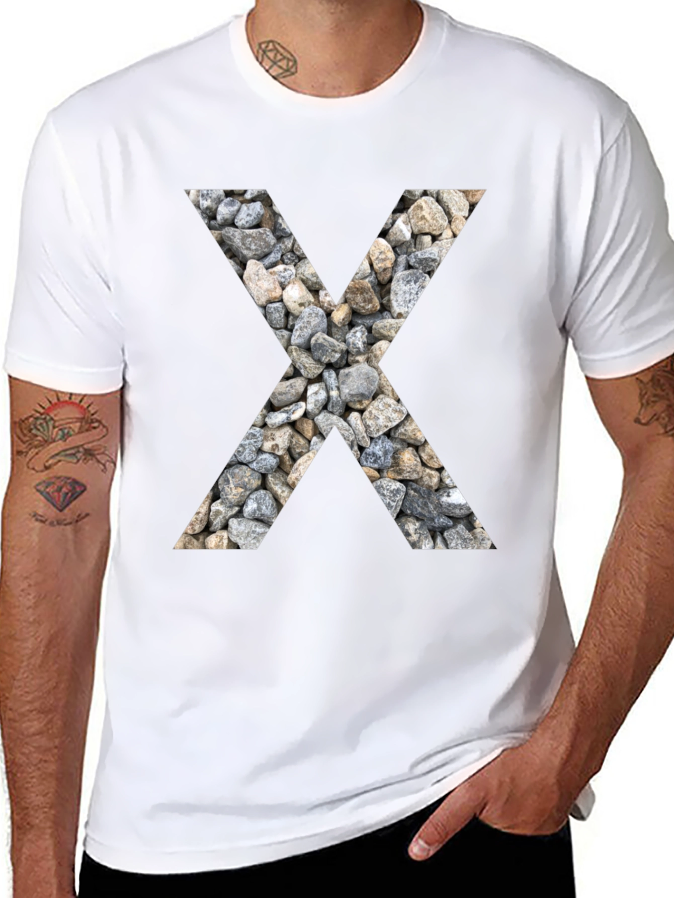 Stone Letter X Graphic Tee - Modern Casual Style